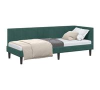 Qnhdfrt Struttura Letto ad Angolo 80x200 cm Verde Scuro Tessuto | Design a L salvaspazio per camera da letto e soggiorno. Testiera montabile su due lati con rete a doghe inclusa.