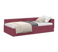 Qnhdfrt Struttura Letto ad Angolo 90x200 cm in Tessuto Rosso Vino a L