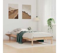 Qnhdfrt Struttura letto con comodini integrati 225,5 × 150 × 32 cm in pino massello stile naturale, moderna piattaforma per camera dei ragazzi e camera degli ospiti