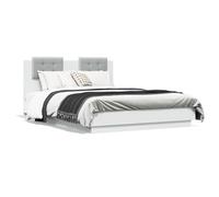 Qnhdfrt Struttura Letto con Testiera 120x190 cm Legno Bianco | Base per materasso a piazza e mezza con cuscino imbottito grigio, ideale per arredare la camera da letto moderna.