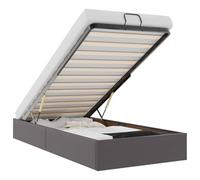 Qnhdfrt Struttura Letto Contenitore Grigio 90x200 cm Similpelle | Ottimizza lo spazio nella camera da letto con un sollevamento idraulico fluido e vano salvaspazio per cuscini e coperte.