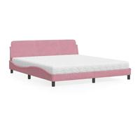Qnhdfrt Struttura letto Dover con materasso, 180 x 200 cm, in velluto rosa, testiera ondulata, per camera da letto, letto degli ospiti