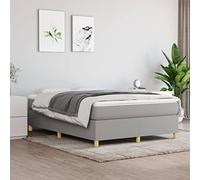 Qnhdfrt Struttura letto grigio chiaro 140 x 190 cm con rivestimento in tessuto robusto e doghe in compensato per un sonno riposante senza materasso