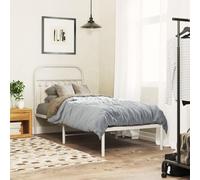 Qnhdfrt Struttura letto in acciaio con testiera bianca 196 x 80 x 100 cm Robusto letto in metallo con rete a doghe e spazio per materasso 75 x 190 cm per camera da letto e camera degli ospiti