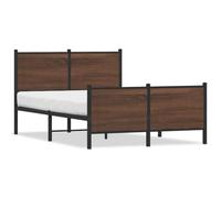 Qnhdfrt Struttura Letto in Metallo Rovere Marrone 120x200 cm | Base per letto una piazza e mezza con testiera e doghe, ideale per la camera da letto o la stanza degli ospiti.
