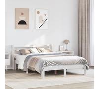 Qnhdfrt Struttura letto in pino massiccio bianco 140 x 200 cm con testiera e spazio di archiviazione, robusto letto in legno per un sonno riposante senza materasso