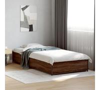 Qnhdfrt Struttura letto marrone effetto rovere 90 x 190 cm con gambe in metallo e doghe in compensato per un sonno riposante, design robusto per camera da letto e camera degli ospiti