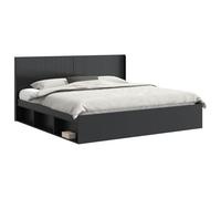 Qnhdfrt Struttura Letto Matrimoniale 180x200 con Vani Nero | Ottimizza lo spazio in camera da letto con vani laterali integrati e stabile supporto a doghe per materassi 180x200 cm.