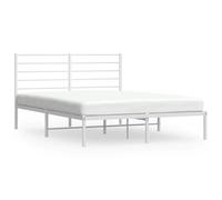 Qnhdfrt Struttura Letto Matrimoniale in Metallo Bianco 150x200 cm | Base per materasso da camera da letto con resistente rete a doghe integrate e 26 cm di spazio utile sottostante.