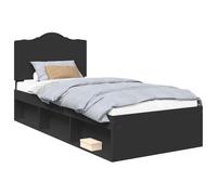 Qnhdfrt Struttura Letto Singolo 78x196x100 cm con Testiera Nero | Base per materasso singolo per camera da letto e stanza ospiti, include rete a doghe e solida testiera.