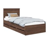 Qnhdfrt Struttura Letto Singolo 90x200 cm con 6 Cassetti Rovere Marrone | Base per camera da letto in legno ingegnerizzato con testiera integrata, doghe fisse e vani salvaspazio integrati.