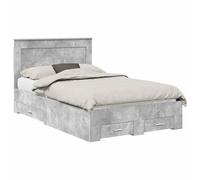 Qnhdfrt Struttura Letto Singolo con Cassetti Grigio Cemento 120x190 cm | Mobile da camera da letto in legno ingegnerizzato con capienti cassetti integrati e solida testiera di supporto.