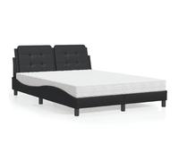 Qnhdfrt Struttura letto Zara con materasso in schiuma 140 x 190 cm, design moderno in ecopelle con forma ondulata e cuscino testiera per camera da letto, letto degli ospiti o letto dei ragazzi