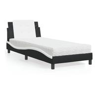 Qnhdfrt Struttura letto Zara con materasso in schiuma 90 x 200 cm, moderna ecopelle letto con testiera e design ondulato per camera da letto
