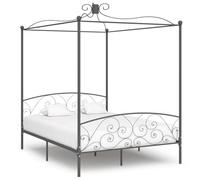 Qnhdfrt Struttura per letto a baldacchino grigio in metallo, 180 x 200 cm, design elegante con telaio superiore per tende, robusto telaio in metallo per camera da letto