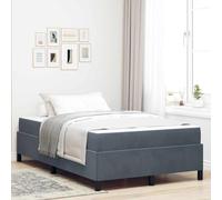 Qnhdfrt Struttura per letto dal design moderno, 120 x 200 cm, con materasso in schiuma ad alta densità, grigio scuro, bianco, velluto, struttura in legno, facile da montare per camera da letto