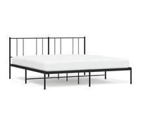 Qnhdfrt Struttura per letto in metallo, 193 x 203 cm, robusta struttura per letto con rete a doghe e testiera, letto matrimoniale in acciaio, spazio sotto il letto, design moderno, nero
