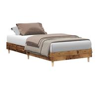 Qnhdfrt Struttura per letto singolo da 90 x 200 cm, effetto legno anticato, in robusto materiale di legno, con rete a doghe, struttura stabile per la camera da letto, facile da montare