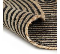 Qnhdfrt Tappeto in Juta e Cotone Rotondo 90cm Spirale Nero Tessuto a Mano