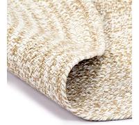 Qnhdfrt Tappeto Rotondo in Juta e Cotone Bianco Naturale 90 cm