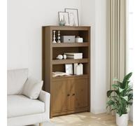 Qnhdfrt Tavola alta in legno massello marrone miele, 80 x 35 x 154 cm, credenza rustica con 3 scomparti aperti e 2 ante, spazio per il soggiorno