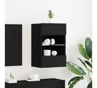 Qnhdfrt Tavola bassa, colore nero, 40 x 30 x 60,5 cm, con illuminazione a LED, design moderno, per TV, soggiorno, corridoio, camera da letto