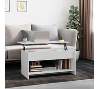 Qnhdfrt Tavolino bianco con spazio nascosto e piano regolabile in altezza in legno 102 x 50 x 52,5 cm, tavolino moderno per soggiorno, camera da letto o corridoio