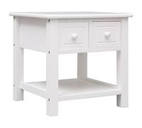 Qnhdfrt Tavolino bianco per esterni, in legno Paulownia, 40 x 40 x 40 cm, con cassetti, piccolo, compatto, per balcone, giardino, campeggio, lounge