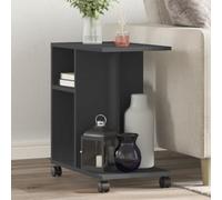 Qnhdfrt Tavolino con ruote, colore nero, in legno 50 x 30 x 55 cm, pratico tavolino piccolo con spazio e mobilità per divano letto, balcone