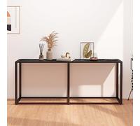Qnhdfrt Tavolino consolle nero effetto marmo in vetro temperato e acciaio verniciato a polvere, 180 x 35 x 75,5 cm, robusto, per soggiorno, balcone, giardino