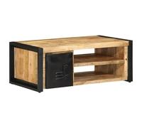 Qnhdfrt Tavolino da caffè in legno massello Mango grezzo, 90 x 50 x 36 cm, robusto tavolo da soggiorno con spazio di archiviazione, pratico tavolo da divano per salotto