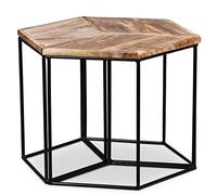 Qnhdfrt Tavolino da caffè in legno massello Mango Vintage 3 pezzi modulare 56 x 48 x 40 cm tavolino comodino sgabello per soggiorno