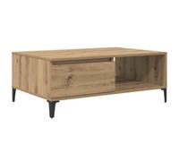 Qnhdfrt Tavolino da Caffè Rovere Artigianale per Salotto 90x60x35 cm | Ampio spazio interno con un vano a giorno e un'anta per organizzare il soggiorno con uno stile rustico.