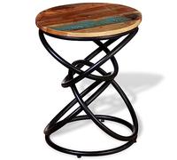 Qnhdfrt Tavolino da esterno piccolo in legno massello con telaio in metallo, realizzato a mano, unico per balcone, giardino e soggiorno, 40 cm di diametro x 50 cm di altezza