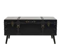 Qnhdfrt Tavolino da Salotto a Baule Nero in MDF e Acciaio 102x51x48 cm