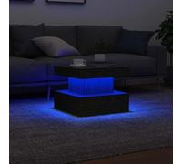 Qnhdfrt Tavolino da salotto con illuminazione a LED, colore nero, effetto rovere, 50 x 50 x 40 cm, tavolino moderno con luce RGB per la decorazione del soggiorno e altro ancora