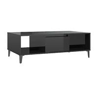 Qnhdfrt Tavolino da Salotto Nero Lucido 103,5x60x35cm in Legno e Metallo | Tavolo basso con scomparto chiuso e ripiani a giorno per arredare il soggiorno con uno stile moderno.