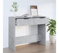Qnhdfrt Tavolino grigio cemento, 90 x 36 x 75 cm, in legno con 2 cassetti e supporto da parete, elegante consolle per ingresso, soggiorno, corridoio