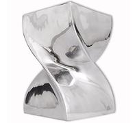 Qnhdfrt Tavolino in alluminio a forma di sgabello, colore argento, 29 x 29 x 46 cm, leggero e versatile, per soggiorno, balcone, giardino, esterno