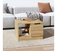 Qnhdfrt Tavolino in legno di rovere Sonoma, 50 x 50 x 36 cm, con due scomparti, versatile come tavolino da comodino o tavolo da soggiorno per divano