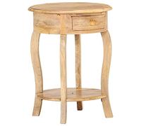 Qnhdfrt Tavolino in legno massello Mango piccolo, 37 x 37 x 61 cm, con cassetto e vano portaoggetti per interni ed esterni, come tavolino da salotto, comodino o tavolo da giardino