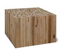 Qnhdfrt Tavolino in legno massello teak, 50 x 50 x 35 cm, realizzato a mano, con effetto legno naturale, design impilabile, per soggiorno, camera da letto, corridoio