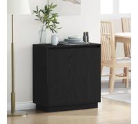 Qnhdfrt Tavolino LED nero rovere comodino con 2 cassetti e luce LED blu 71 x 34,5 x 75 cm, design sottile opaco superficie per camera da letto soggiorno
