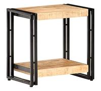 Qnhdfrt Tavolino piccolo per esterni, 40 x 30 x 40 cm, in legno di mango grezzo, stile industriale con vano portaoggetti per balcone, giardino, campeggio