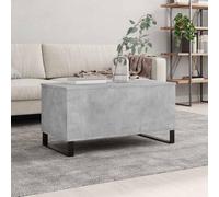 Qnhdfrt Tavolino regolabile in altezza, grigio cemento, 90 x 44,5 x 45 cm, in materiale legno, gambe in metallo, con vano portaoggetti, multifunzione, per soggiorno