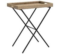 Qnhdfrt Tavolino Vassoio Pieghevole 65x40x75 cm in Polyrattan Beige