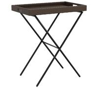 Qnhdfrt Tavolino Vassoio Pieghevole in Polyrattan Marrone 65x40x75 cm