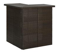 Qnhdfrt Tavolo angolare marrone 100 x 50 x 105 cm in rattan PE e acciaio con 3 ripiani e supporto da parete per bar, giardino, ristorante, tavolo da bistrot facile da spostare