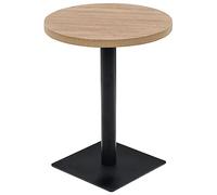 Qnhdfrt Tavolo Bistrot Rotondo 60x75 cm in MDF e Acciaio Colore Rovere