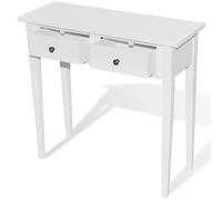 Qnhdfrt Tavolo Consolle Bianco con 2 Cassetti in Legno e MDF 79x30x74cm | Mobile stretto salvaspazio per corridoio e ingresso, utilizzabile come toeletta o scrivania con fissaggio a parete.